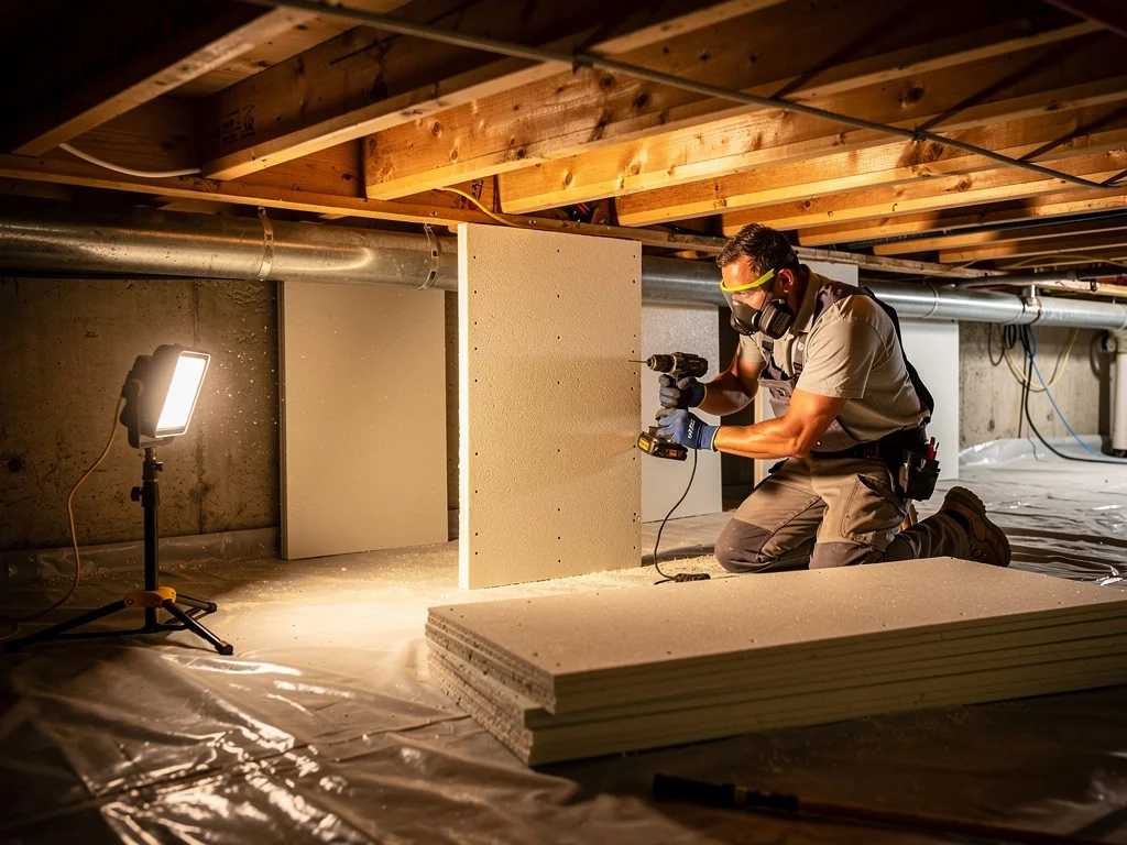Isolation d'un plancher bas au-dessus d'un vide sanitaire